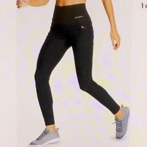 Eddie Bauer Women's Black Side Pockets High Rise TRAIL Tight Leggings SIZE S